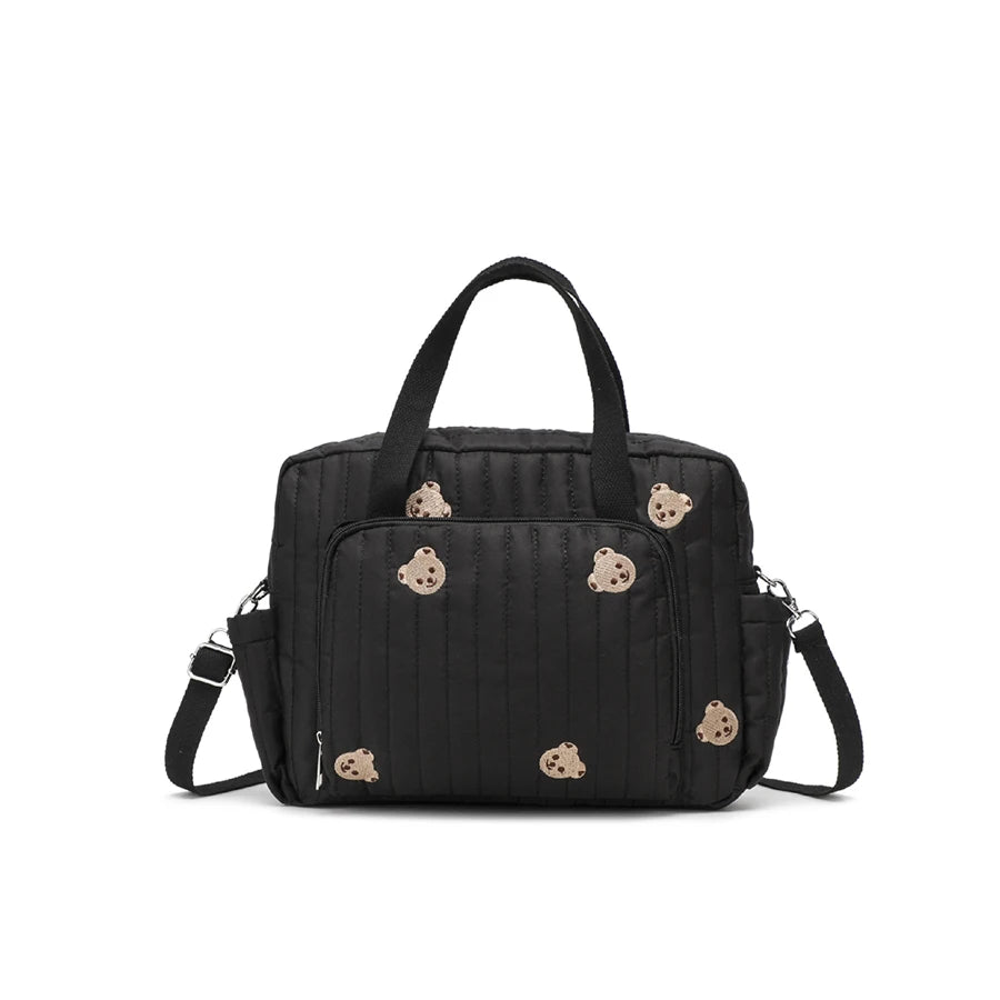 Korea Style Newborn Baby Care Diaper Bag Mummy Shoulder Bag Embroidery Quilted Stroller Diaper Storage Organizer Large Handbags