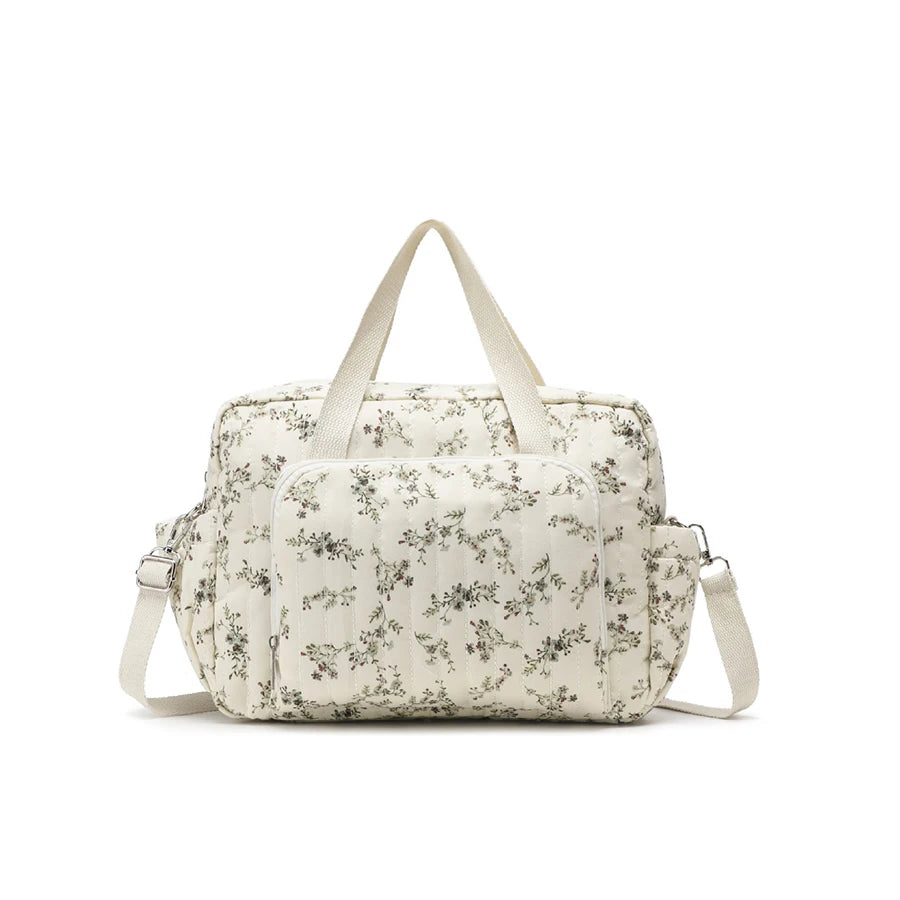 Korea Style Newborn Baby Care Diaper Bag Mummy Shoulder Bag Embroidery Quilted Stroller Diaper Storage Organizer Large Handbags