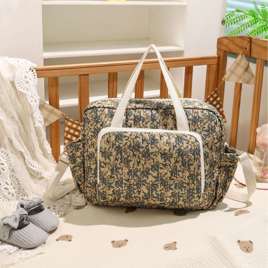 Korea Style Newborn Baby Care Diaper Bag Mummy Shoulder Bag Embroidery Quilted Stroller Diaper Storage Organizer Large Handbags