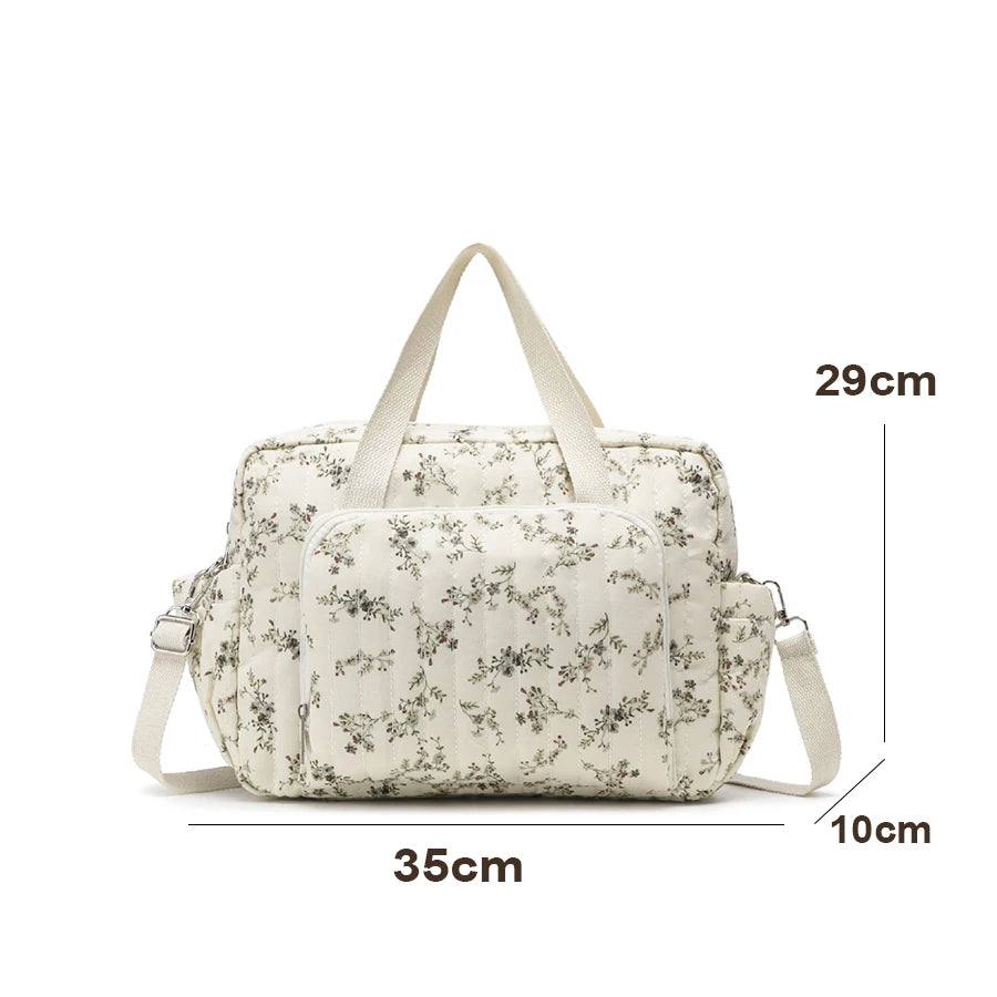 Korea Style Newborn Baby Care Diaper Bag Mummy Shoulder Bag Embroidery Quilted Stroller Diaper Storage Organizer Large Handbags